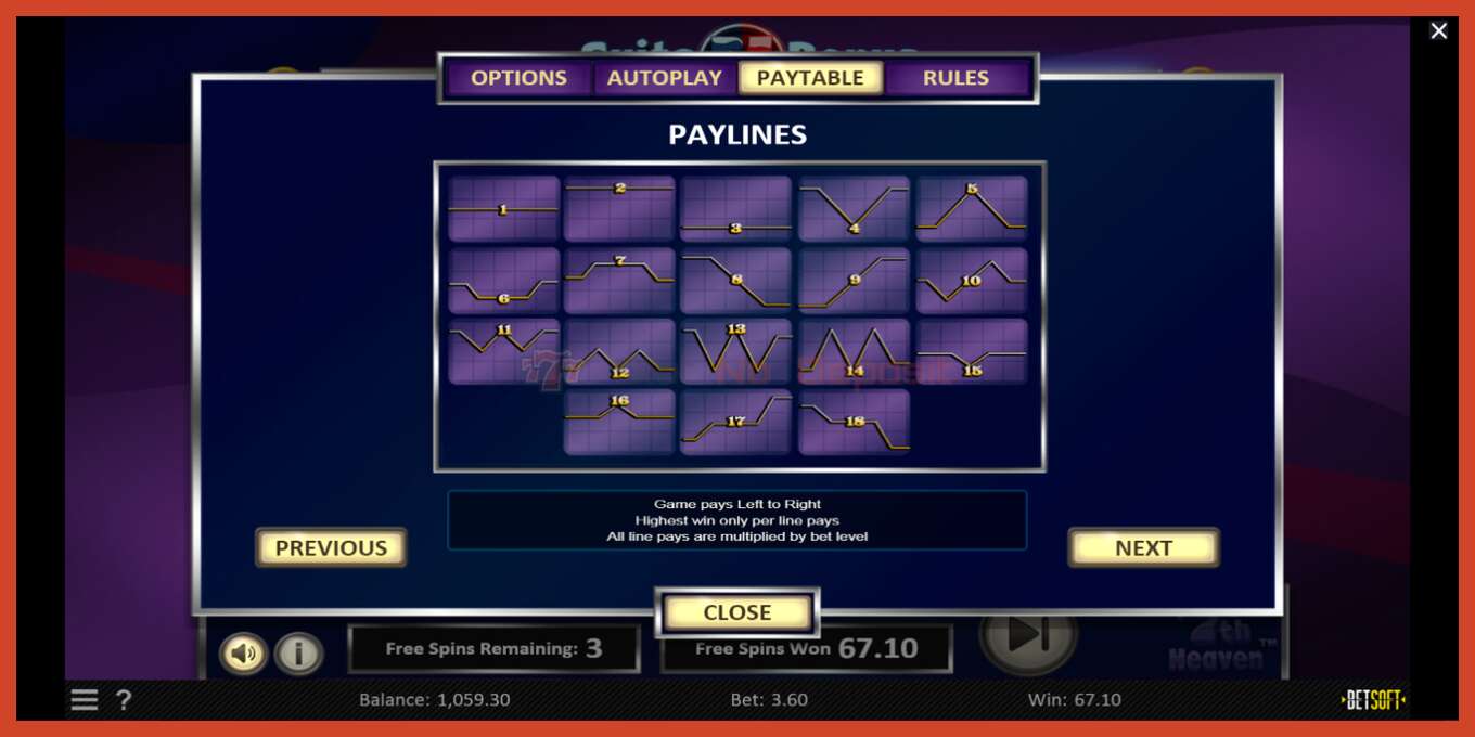 Slot screenshot: 7th Heaven no deposit, number - 6