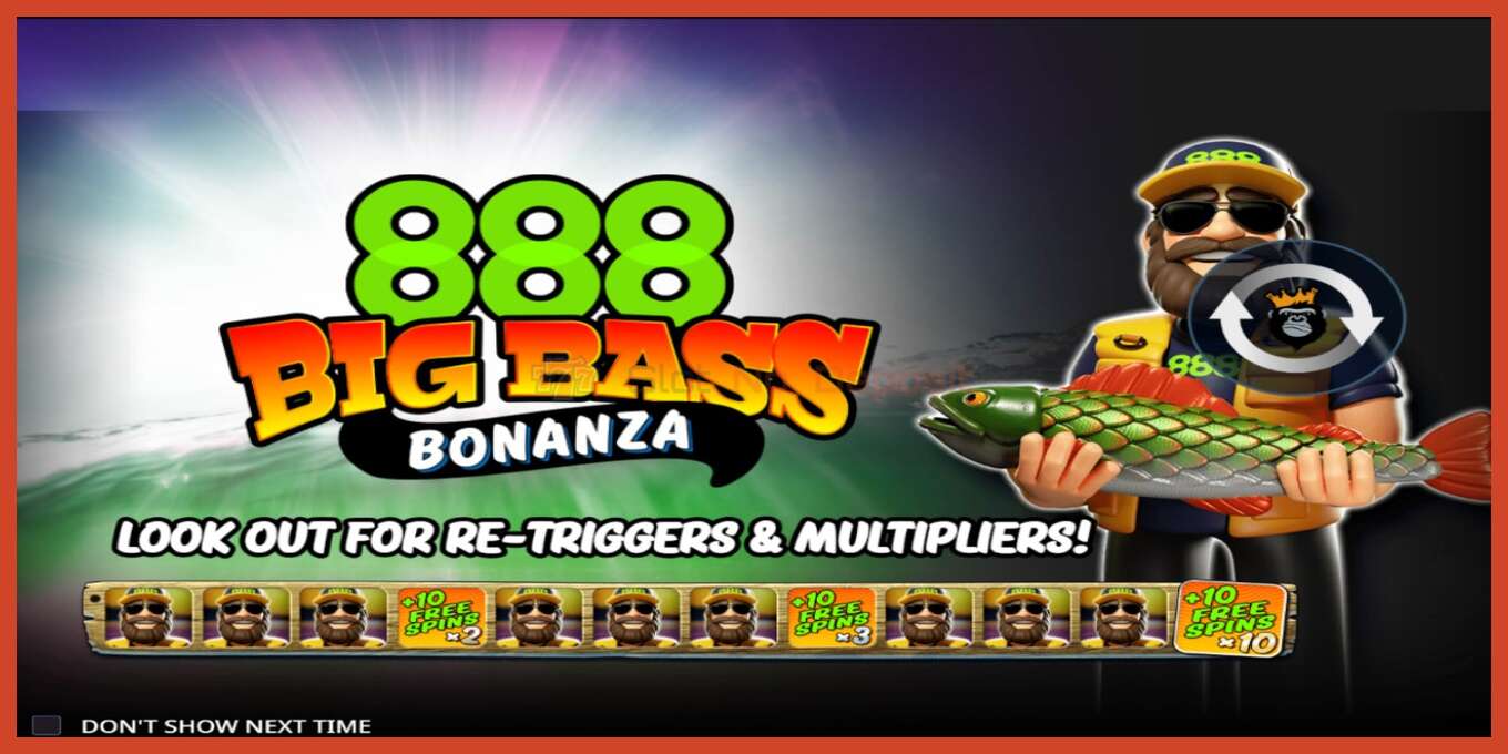 Слика од екранот на слотот: 888 Big Bass Bonanza без депозит, број - 1