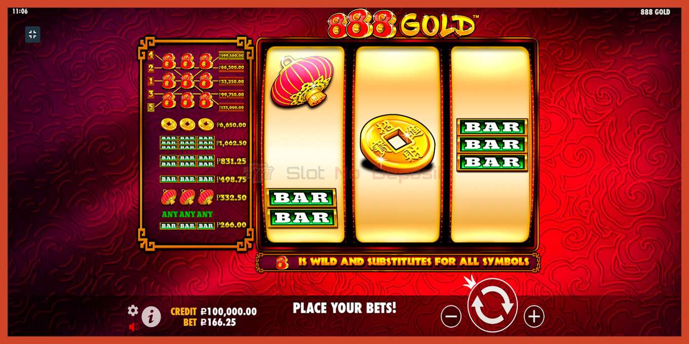 Slot screenshot: 888 Gold no deposit, number - 1