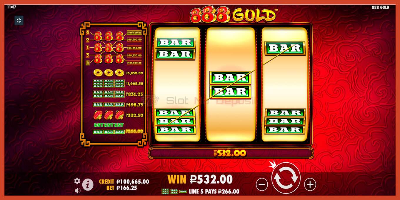 Slot screenshot: 888 Gold no deposit, number - 3