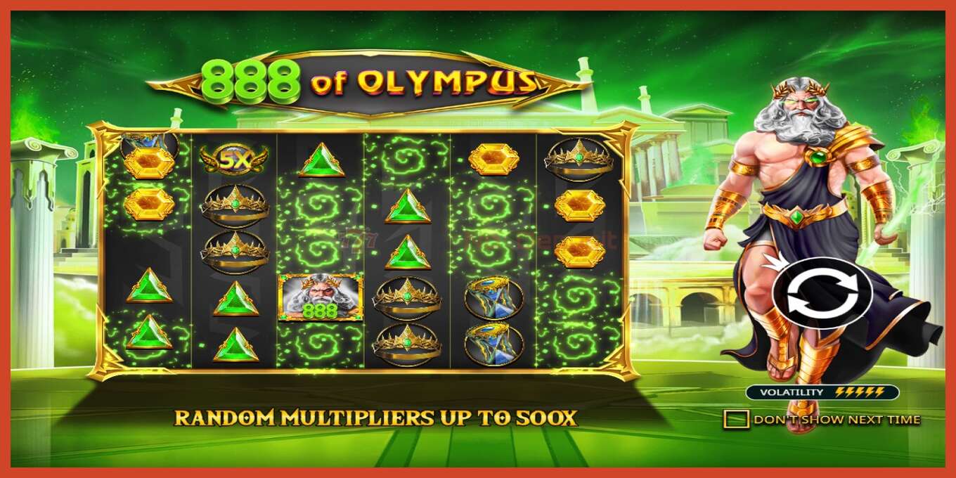 Slot screenshot: 888 of Olympus no deposit, number - 1