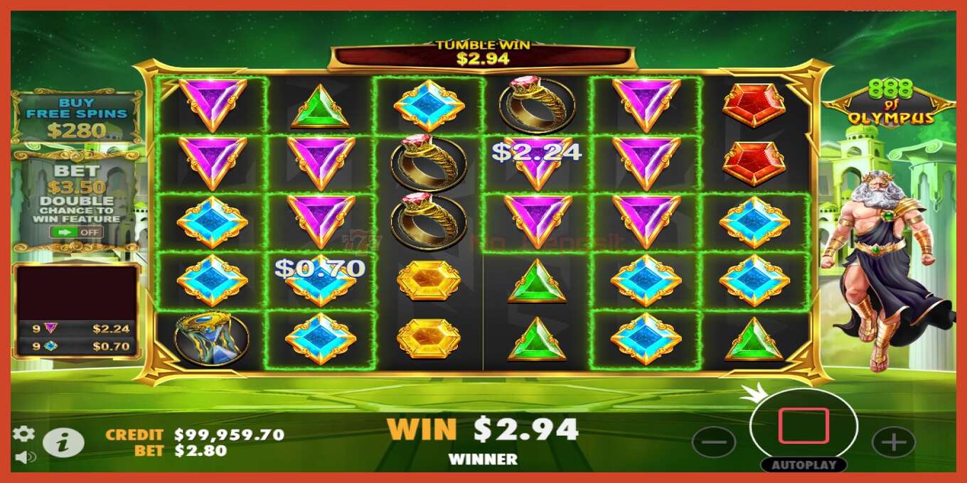 Slot screenshot: 888 of Olympus no deposit, number - 3