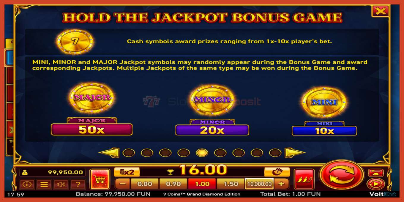 Slot skärmdump: 9 Coins Grand Diamond Edition Halloween Jackpots ingen insättning, antal - 5