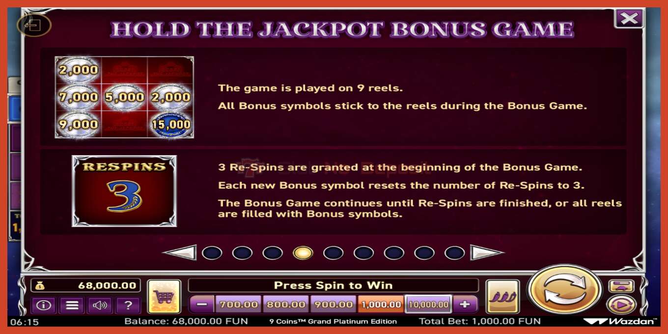 Pesa ekraanipilt: 9 Coins Grand Diamond Edition Score The Jackpot deposiiti pole, number - 6