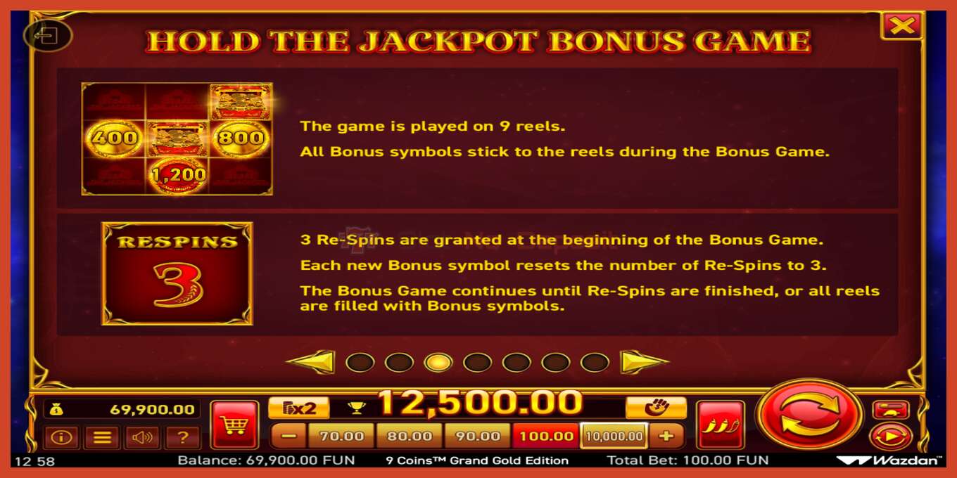 Снимак екрана слота: 9 Coins Grand Gold Edition Score The Jackpot без депозита, број - 6