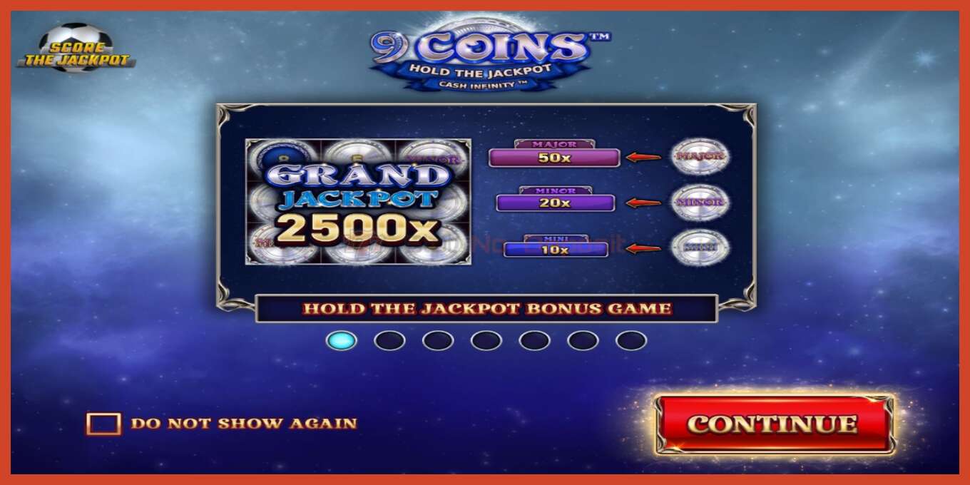 老虎机截图: 9 Coins Grand Platinum Edition Score The Jackpot 没有押金, 数字 - 1