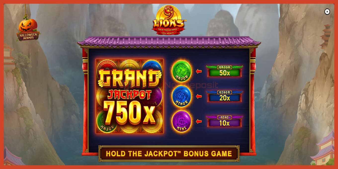 Captură de ecran pentru slot: 9 Lions Halloween Jackpots fara depozit, număr - 1