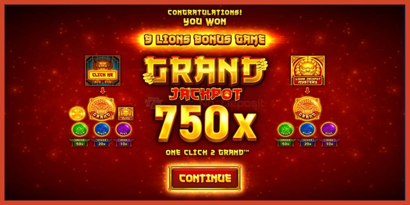 Schermafbeelding van slot: 9 Lions: Hold The Jackpot geen aanbetaling, nummer - 2