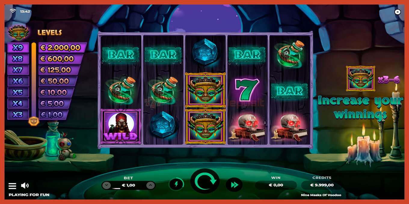 Slot screenshot: 9 Masks of Voodoo no deposit, number - 1