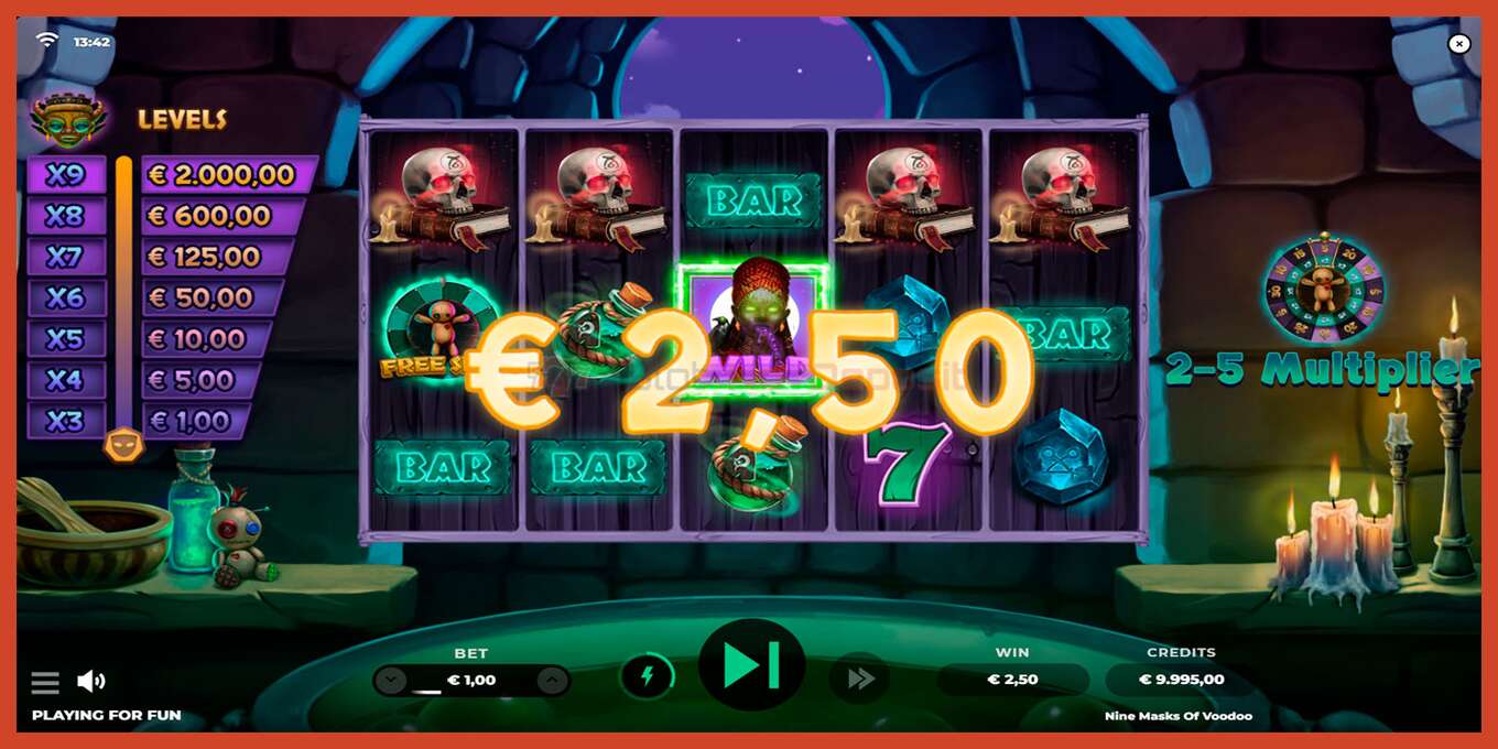 Slot screenshot: 9 Masks of Voodoo no deposit, number - 2