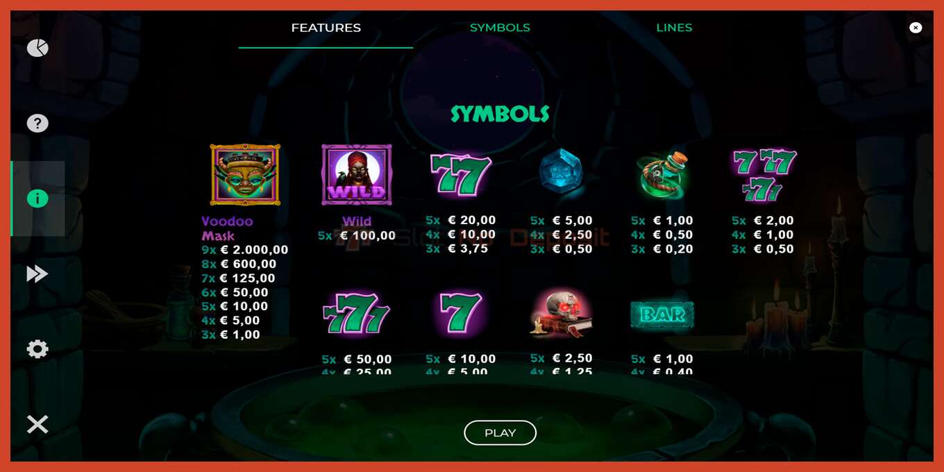 Slot screenshot: 9 Masks of Voodoo no deposit, number - 6