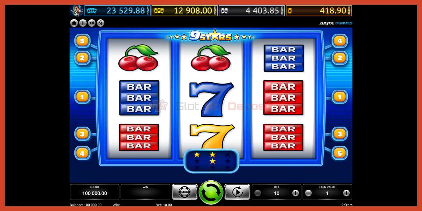 Slot screenshot: 9 Stars no deposit, number - 1