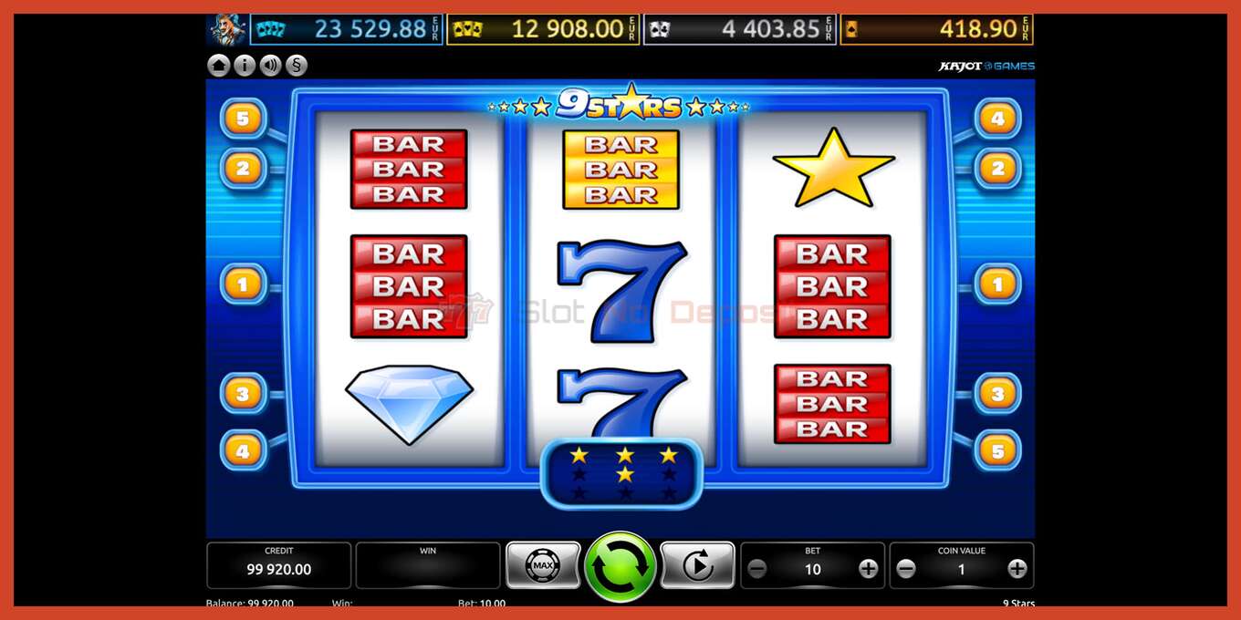 Slot screenshot: 9 Stars no deposit, number - 2