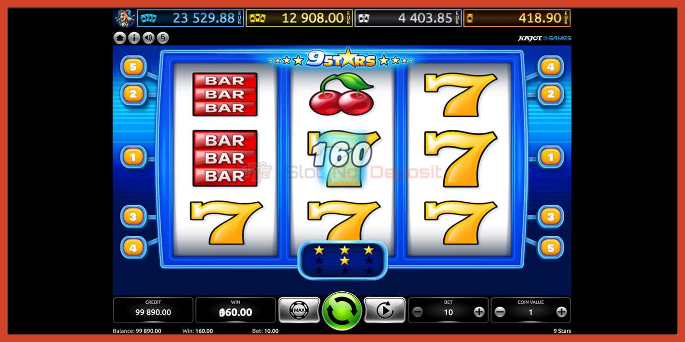 Slot screenshot: 9 Stars no deposit, number - 3