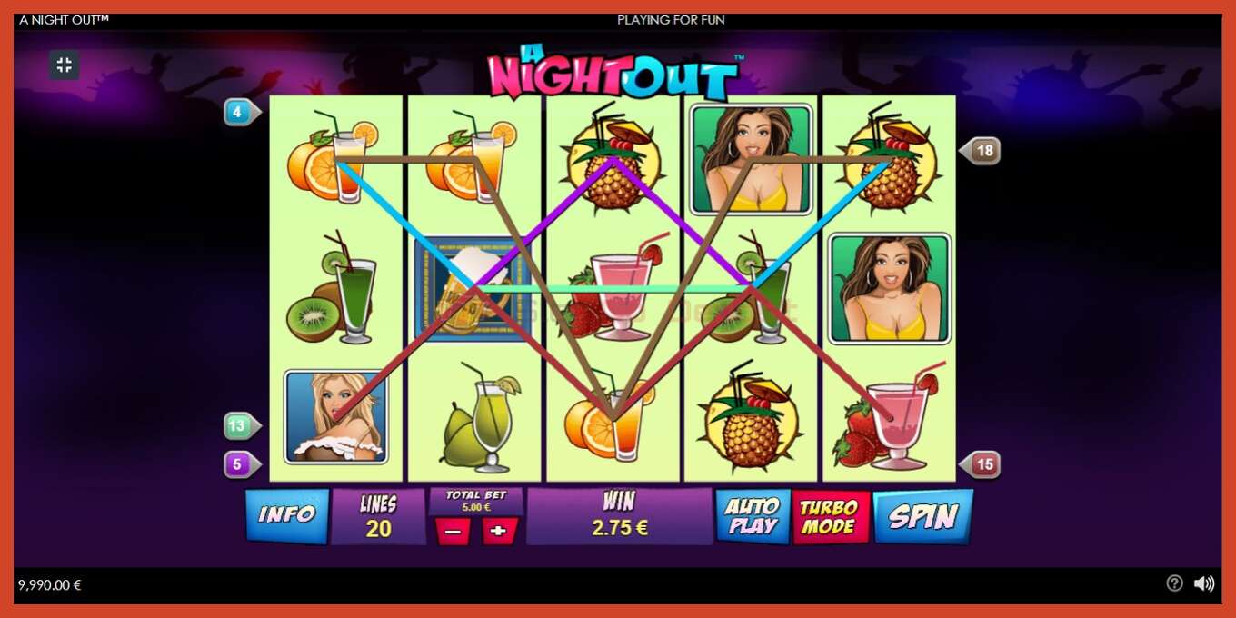 Slot screenshot: A Night Out no deposit, number - 2