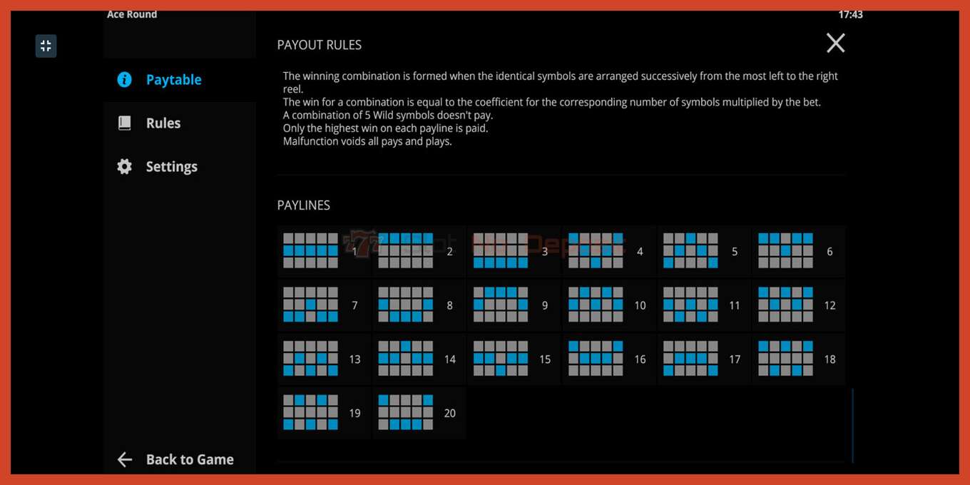 Slot screenshot: Ace Round no deposit, number - 7