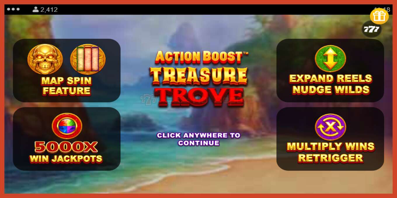 Slota ekrānuzņēmums: Action Boost Treasure Trove nav depozīta, numuru - 1