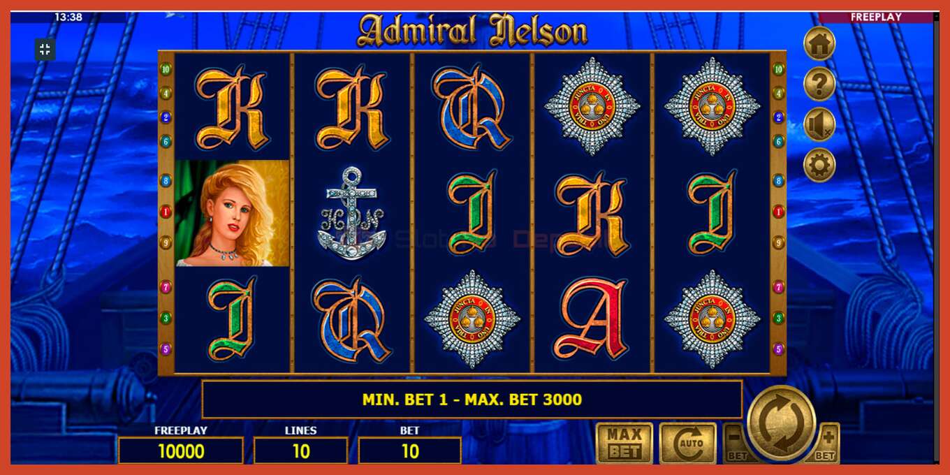 Slot screenshot: Admiral Nelson no deposit, number - 1