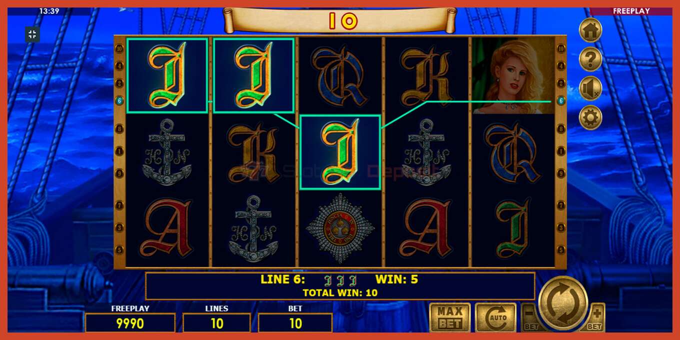 Slot screenshot: Admiral Nelson no deposit, number - 3