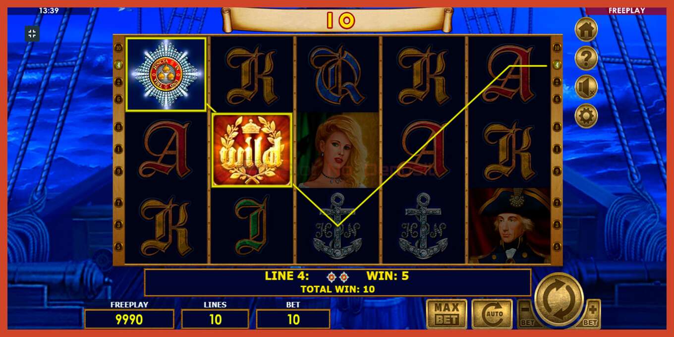 Slot screenshot: Admiral Nelson no deposit, number - 5