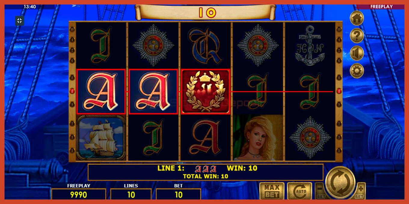 Slot screenshot: Admiral Nelson no deposit, number - 6