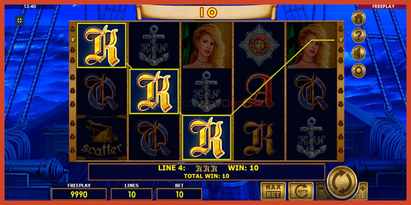 Slot screenshot: Admiral Nelson no deposit, number - 7