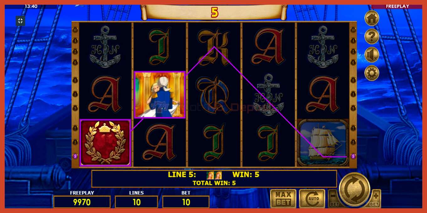 Slot screenshot: Admiral Nelson no deposit, number - 8