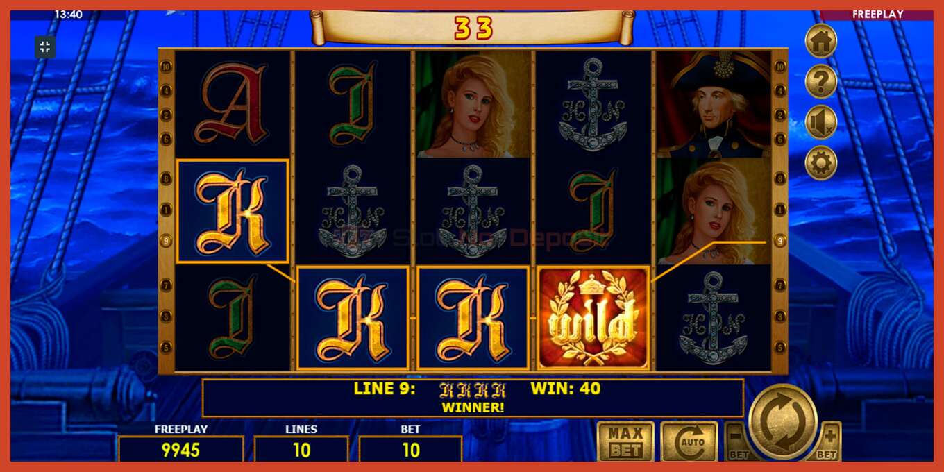 Slot screenshot: Admiral Nelson no deposit, number - 9