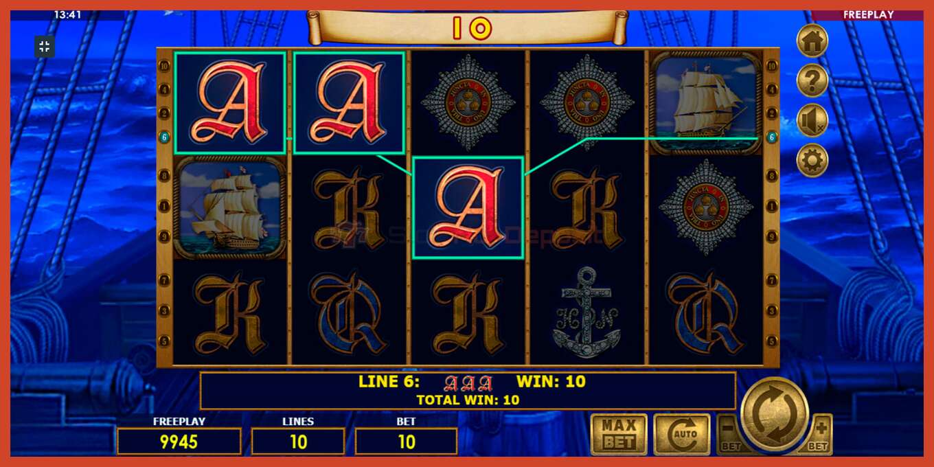 Slot screenshot: Admiral Nelson no deposit, number - 10