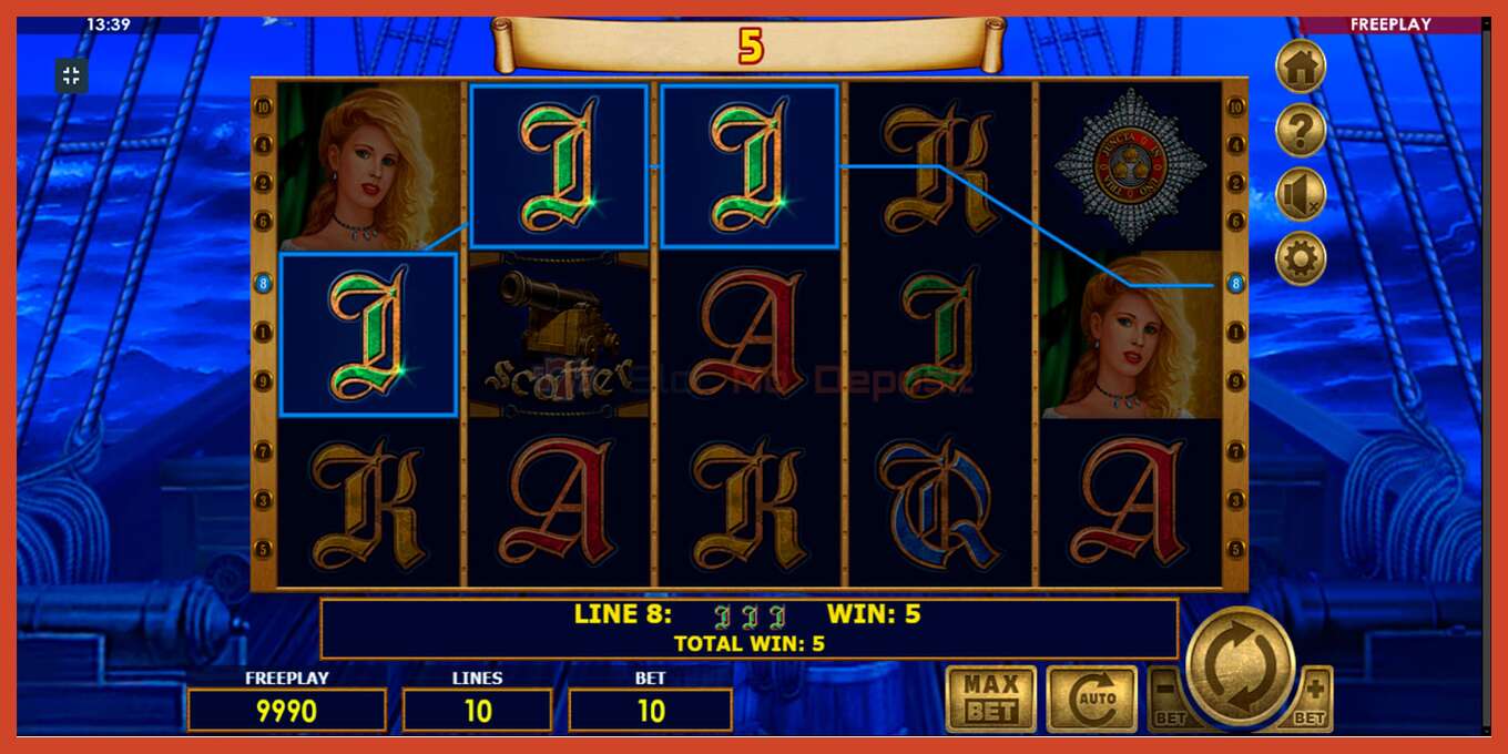 Slot screenshot: Admiral Nelson no deposit, number - 12