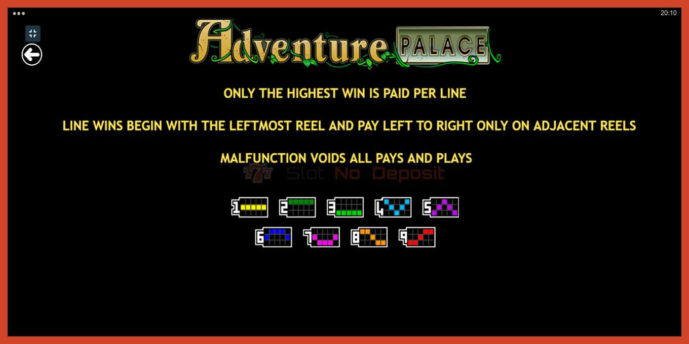 Slot screenshot: Adventure Palace no deposit, number - 6