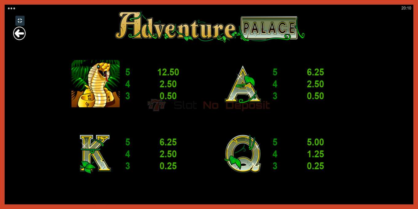 Slot screenshot: Adventure Palace no deposit, number - 8