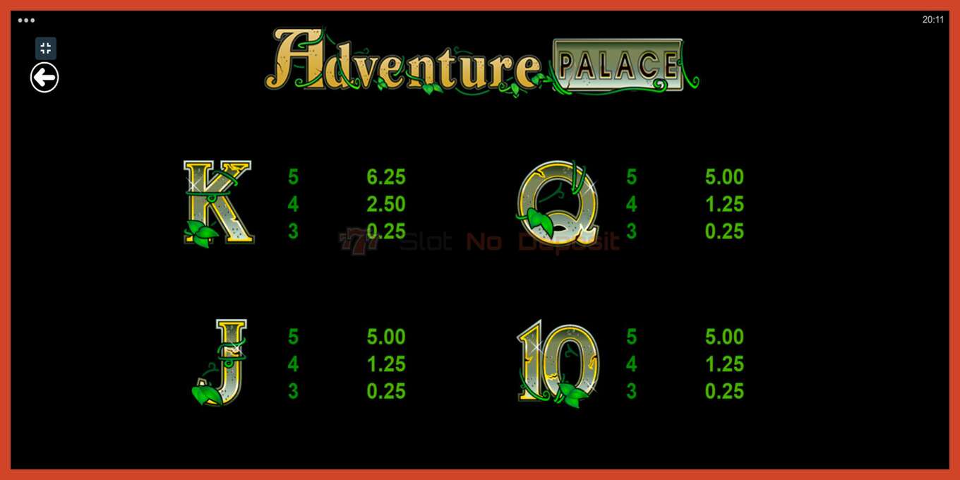 Slot screenshot: Adventure Palace no deposit, number - 9