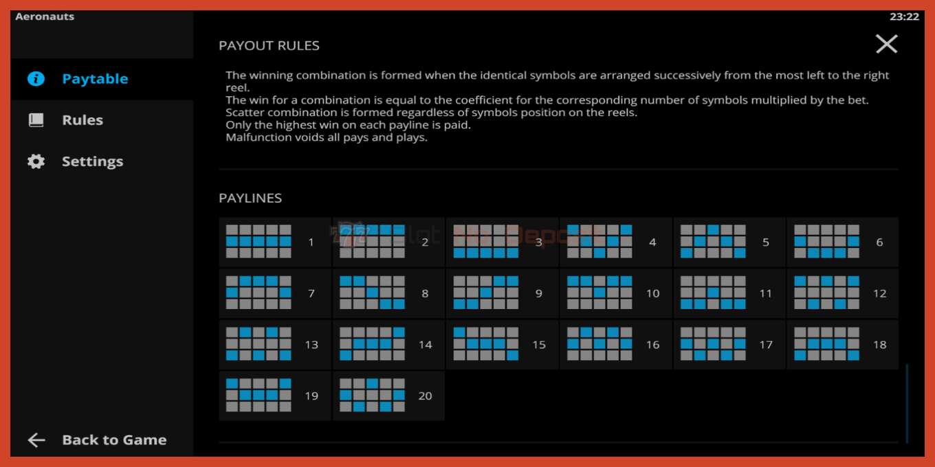 Slot screenshot: Aeronauts no deposit, number - 5