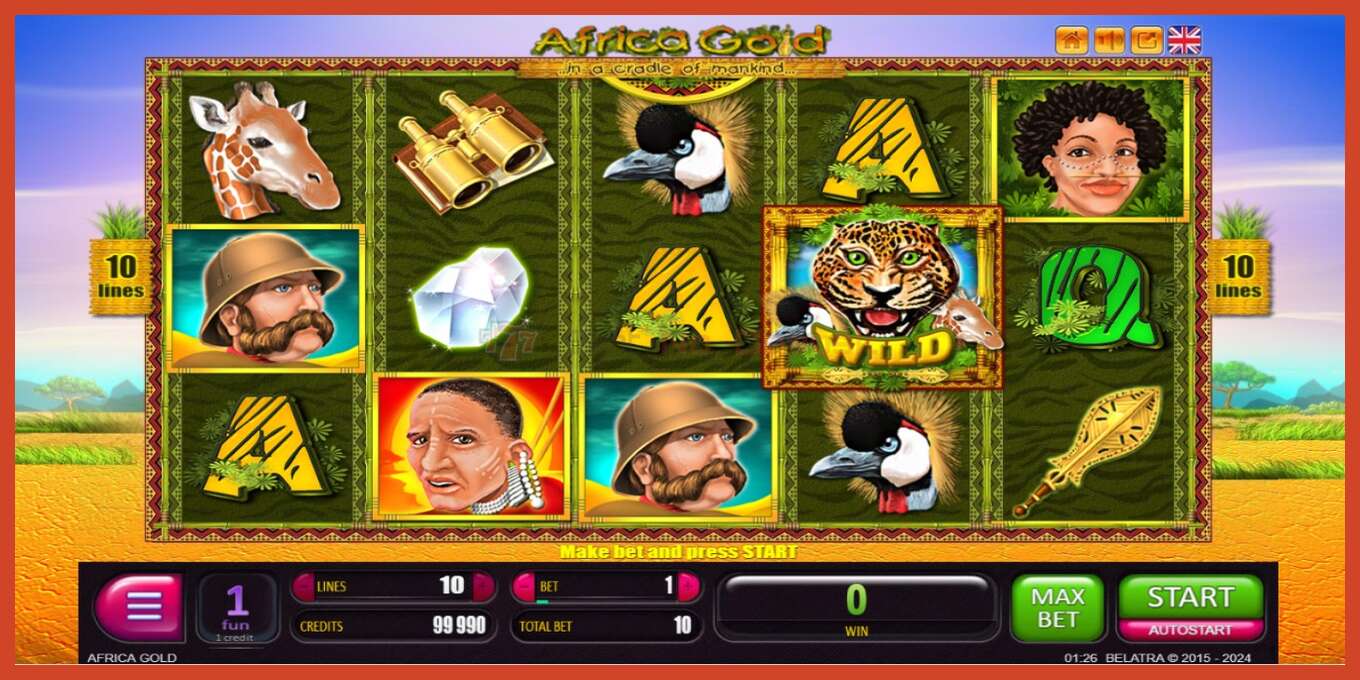 Slot screenshot: Africa Gold no deposit, number - 1