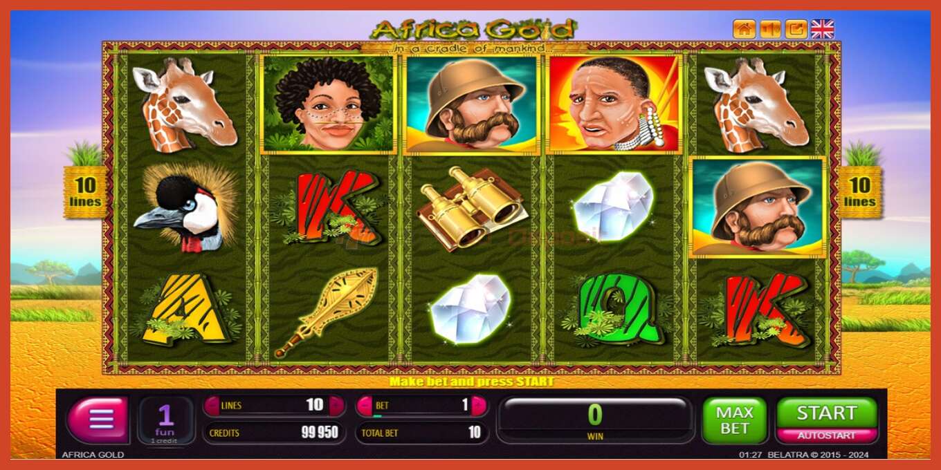 Slot screenshot: Africa Gold no deposit, number - 2