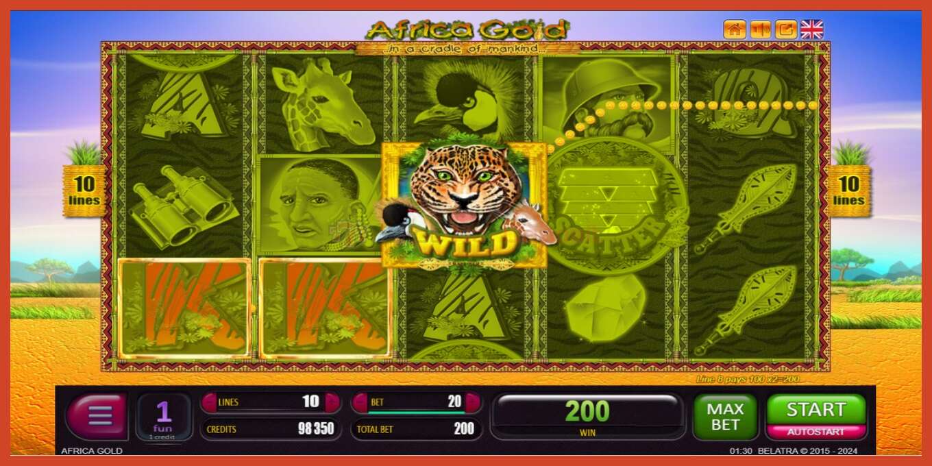 Slot screenshot: Africa Gold no deposit, number - 3