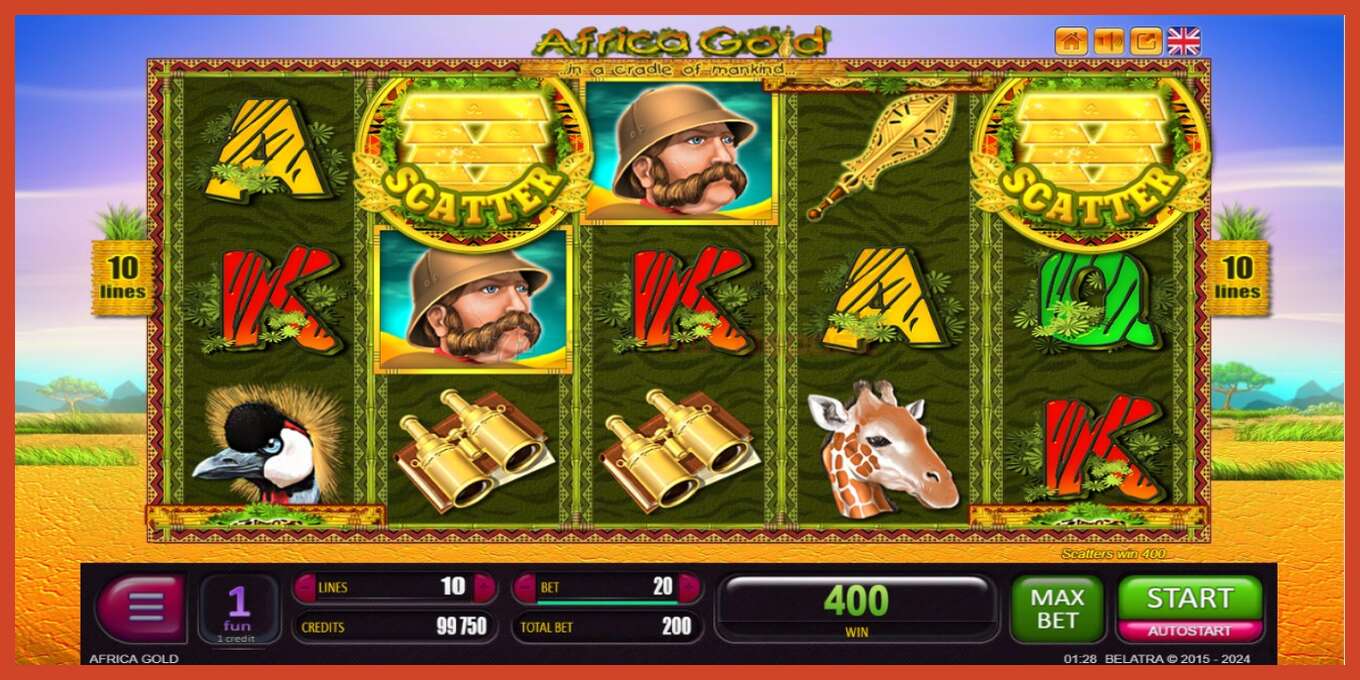 Slot screenshot: Africa Gold no deposit, number - 4