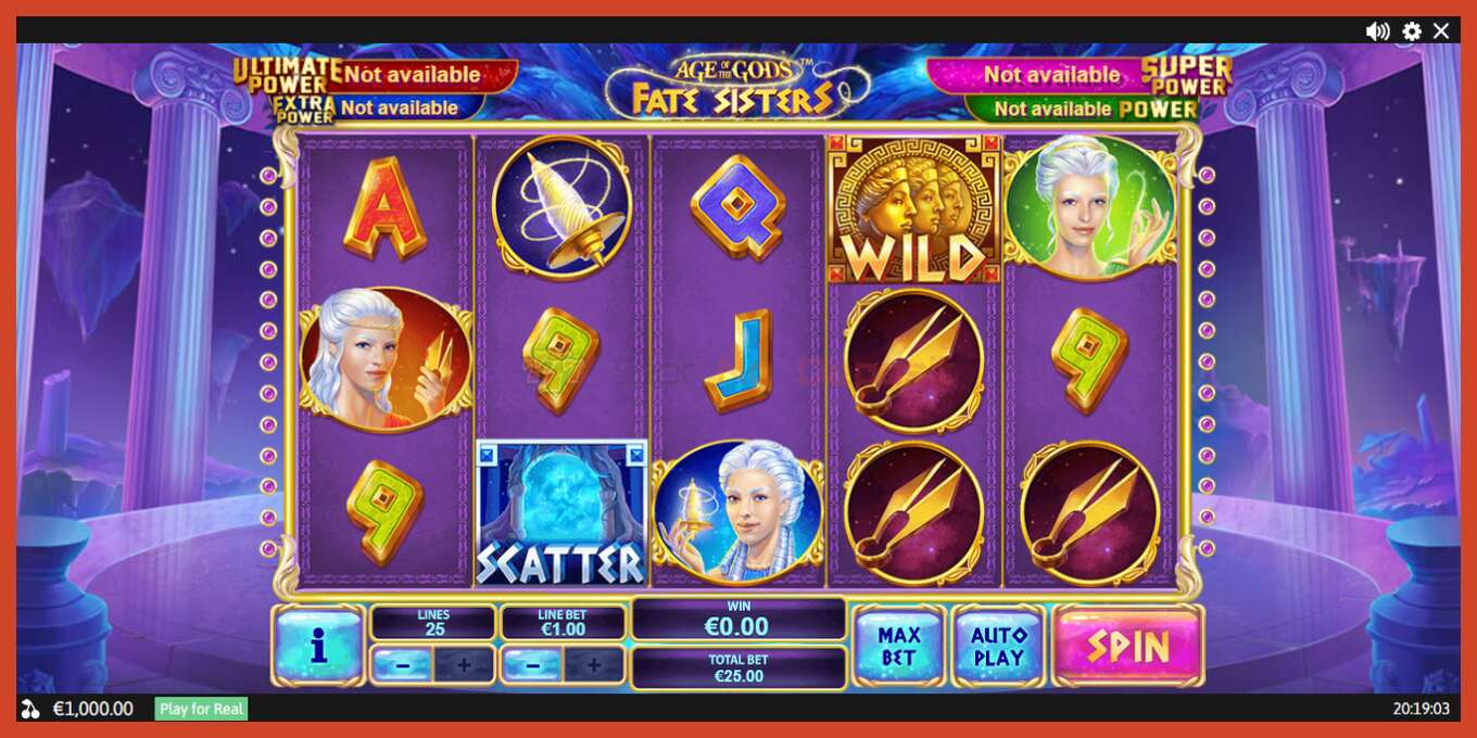 Slot screenshot: Age of the Gods Fate Sisters no deposit, number - 1