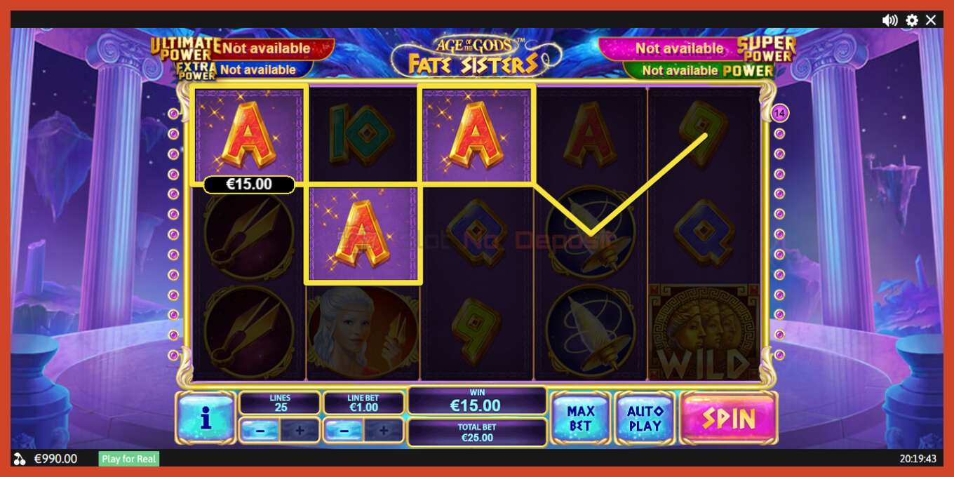 Slot screenshot: Age of the Gods Fate Sisters no deposit, number - 2