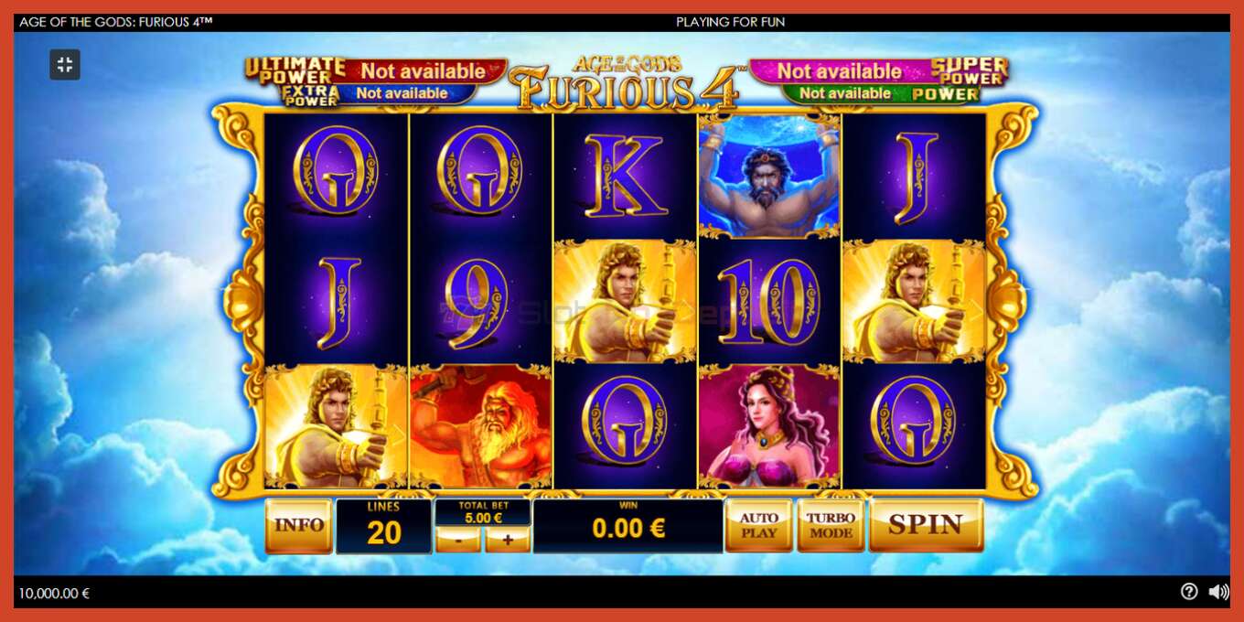 Slot screenshot: Age of the Gods Furious Four no deposit, number - 2