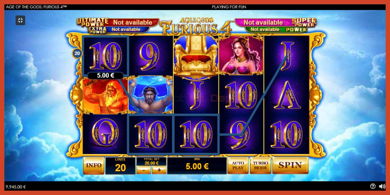 Slot screenshot: Age of the Gods Furious Four no deposit, number - 3