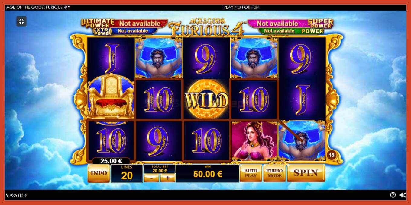 Slot screenshot: Age of the Gods Furious Four no deposit, number - 4