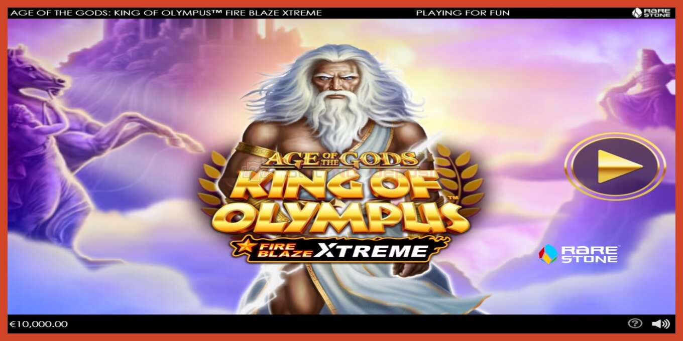 Слика од екранот на слотот: Age of the Gods: King of Olympus Fire Blaze Xtreme без депозит, број - 1