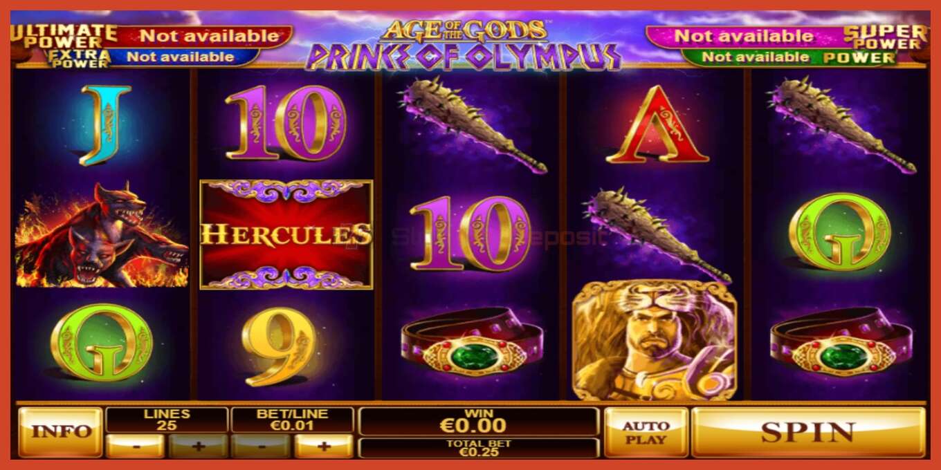 Slot screenshot: Age of the Gods Prince of Olympus no deposit, number - 1