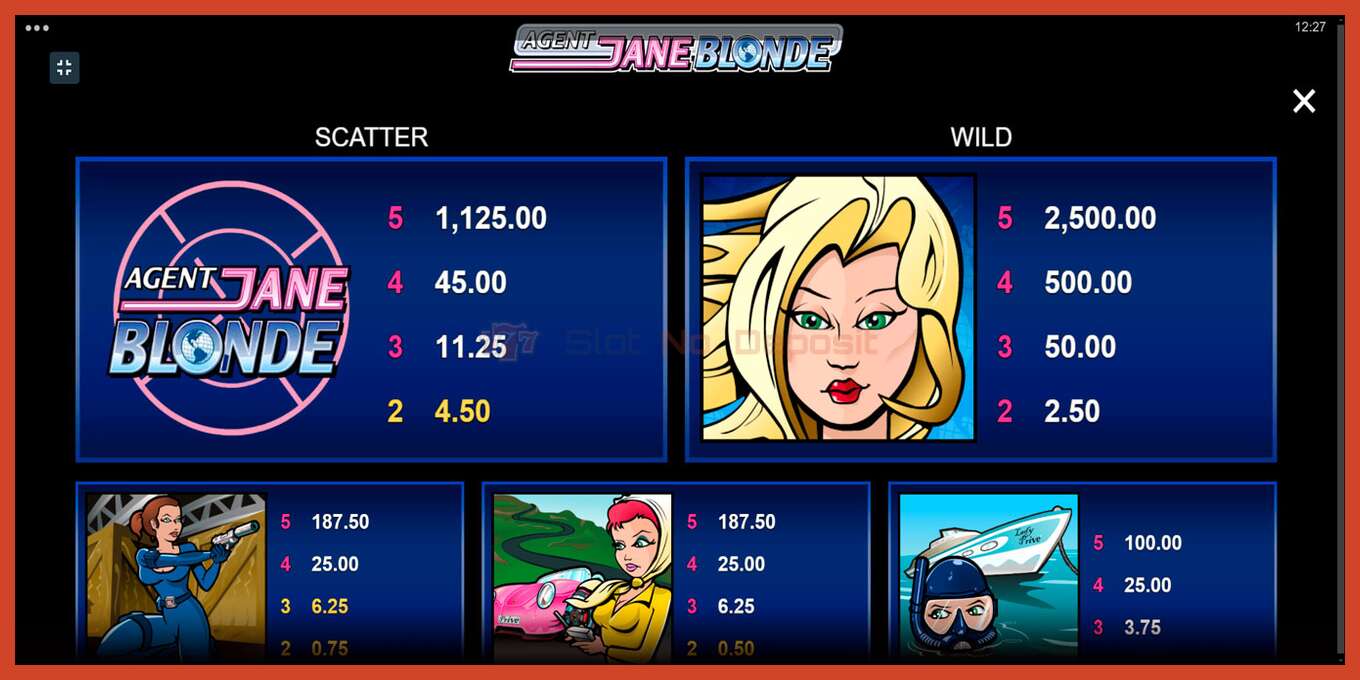 Slot screenshot: Agent Jane Blonde no deposit, number - 5