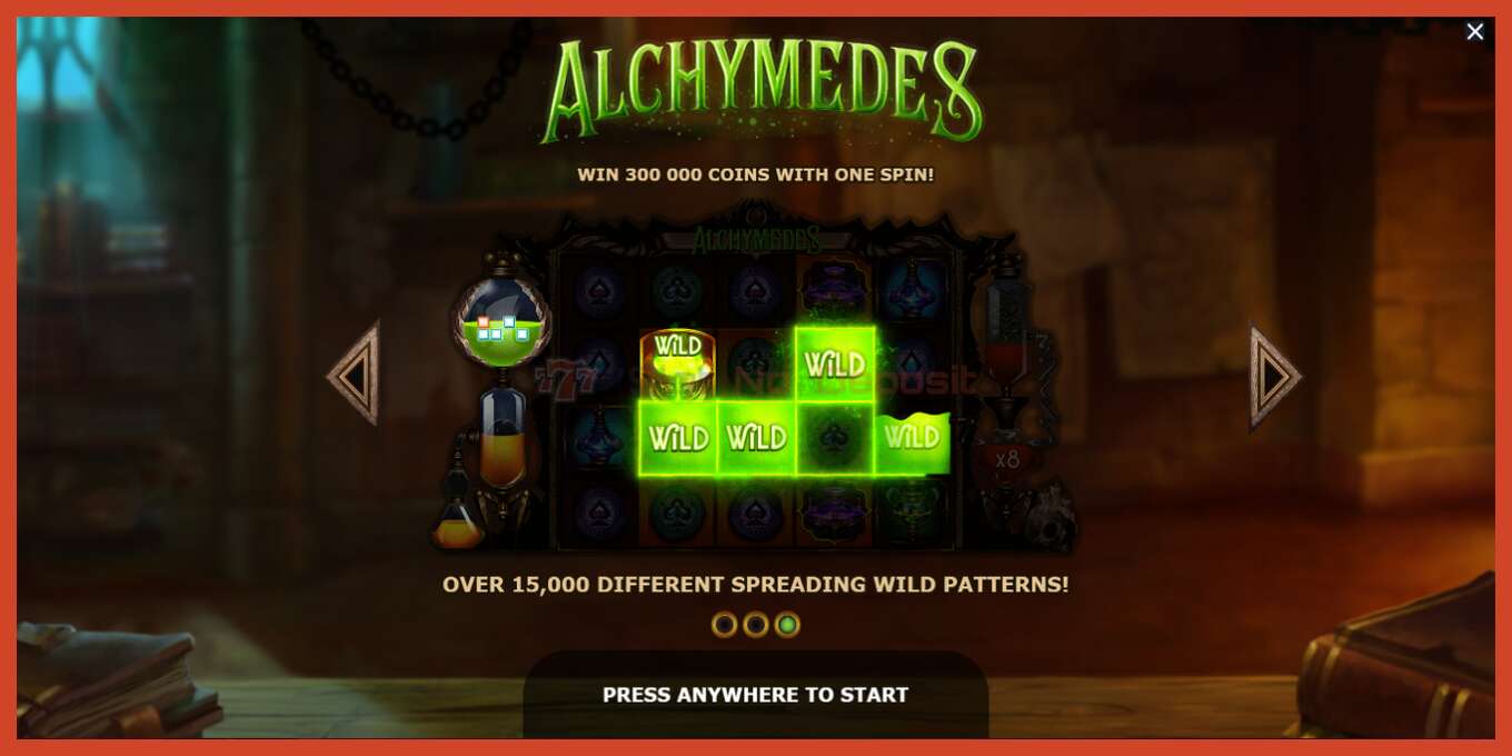 Slot screenshot: Alchymedes no deposit, number - 1