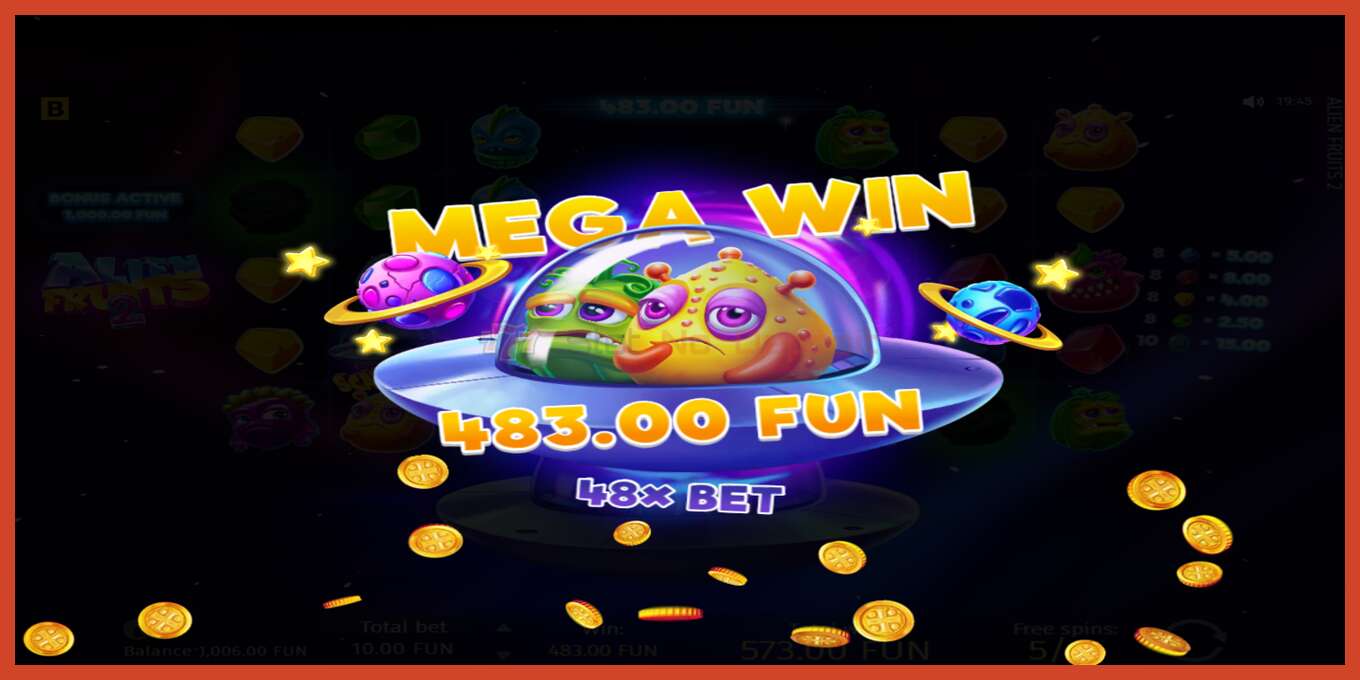 Slot screenshot: Alien Fruits 2 no deposit, number - 5