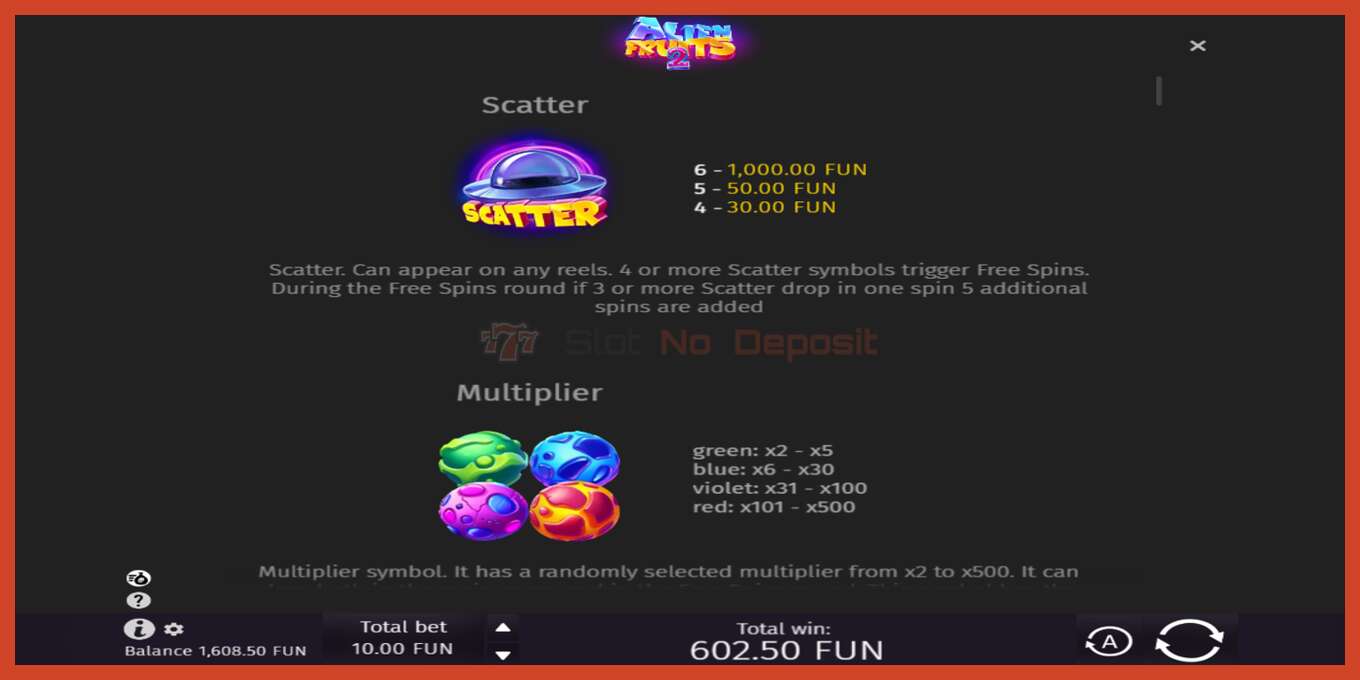 Slot screenshot: Alien Fruits 2 no deposit, number - 7