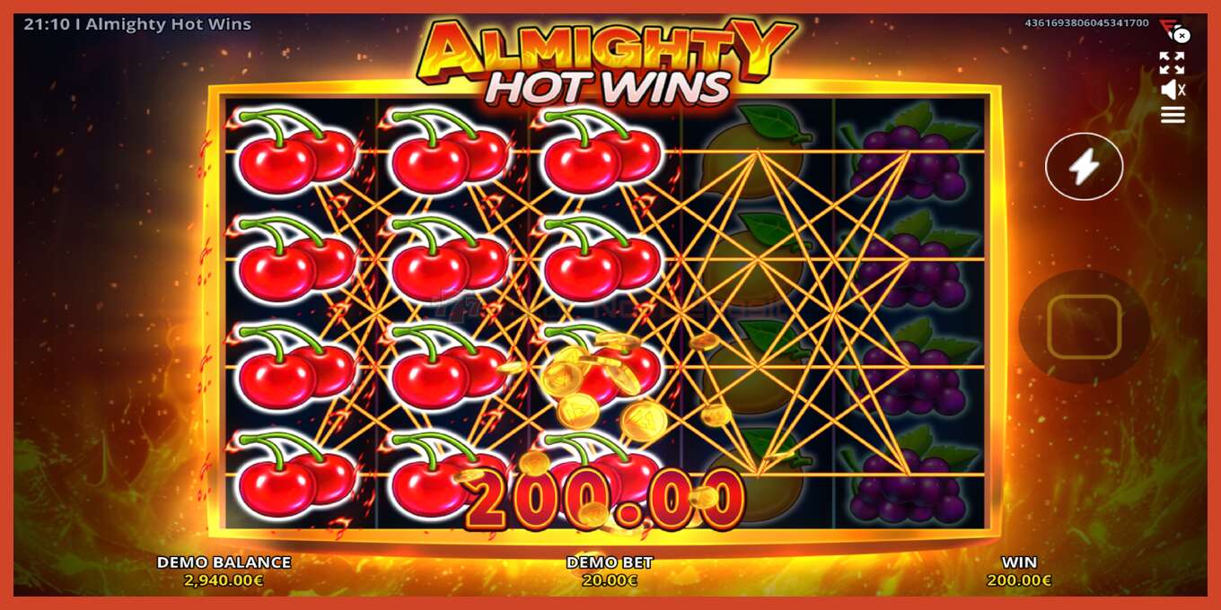 Snímka obrazovky slotu: Almighty Hot Wins žiadny vklad, číslo - 2